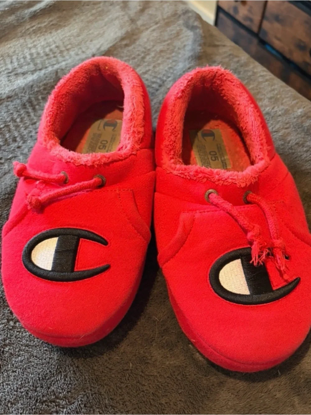 Champion Bright Red Plush Slip-On Slipper